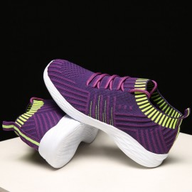 Woman Round Toe Mesh Breathable Slip-On Running Shoes